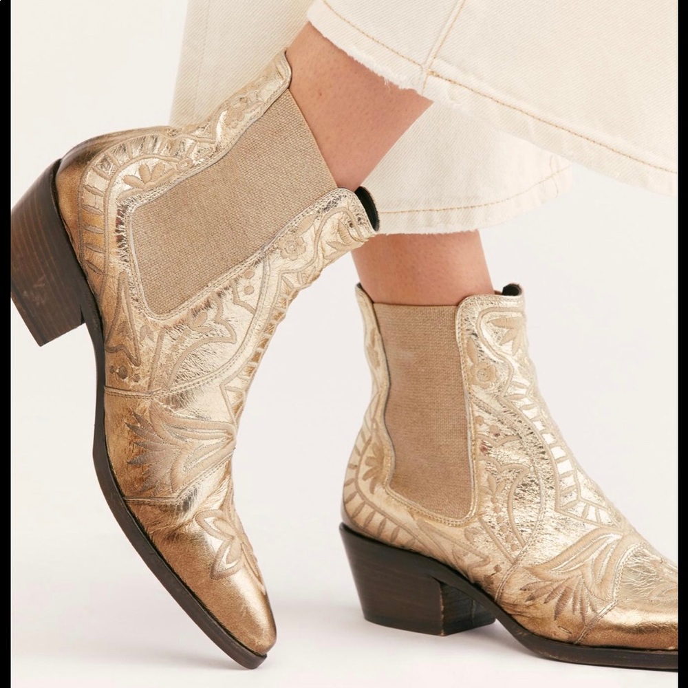 ISO! Free People J Ghost Santa Anas Boots in Gold